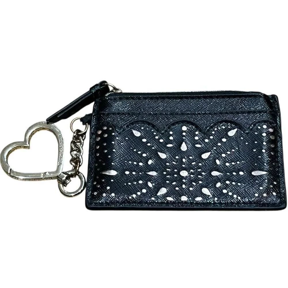 Victoria's Secret Credit Card Case Keychain Charm Coin Wallet Black Rose Gold